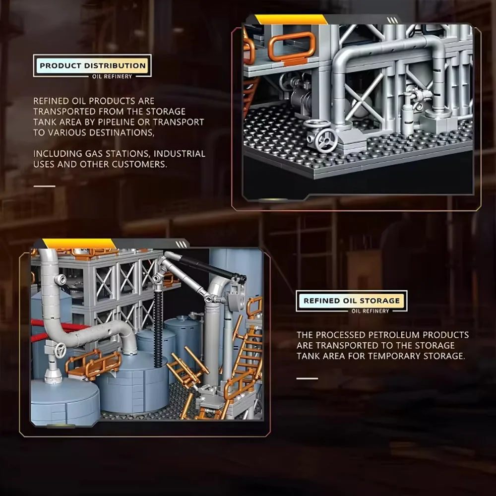 MOC City Street View Building Blocks Oil Refinery Chemical Factory Transport Station Model Construction Bricks Toys Kids Gifts MOC City Street View Building Blocks Oil Refinery Chemical Factory Transport Station Model Construction Bricks Toys Kids Gifts