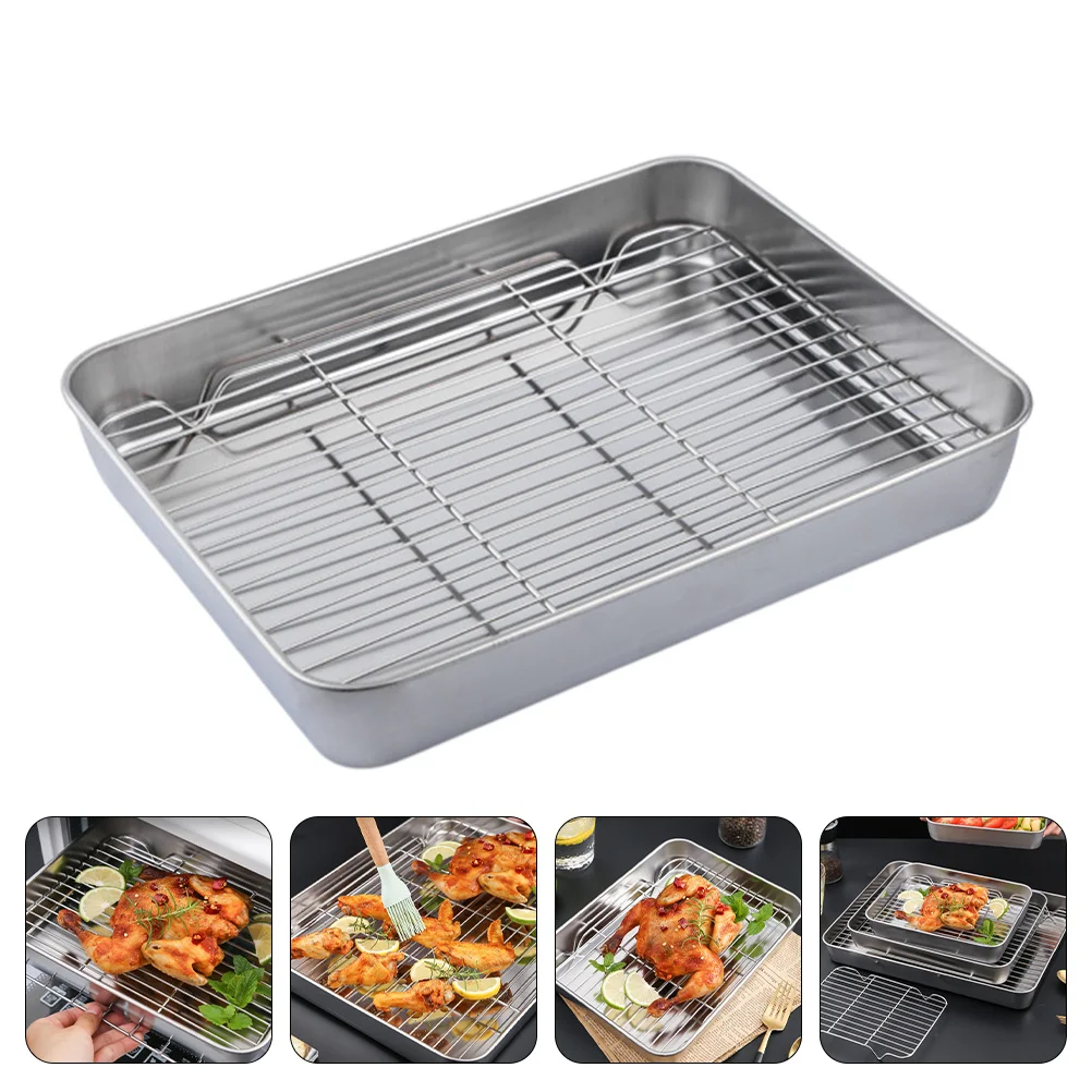 Stainless Steel Bakeware Pan Home Steaming Tray Baking Rack Restaurant Flat Bottom with Net Trays for Oven Non Stick
Stainless Steel Bakeware Pan Home Steaming Tray Baking Rack Restaurant Flat Bottom with Net Trays for Oven Non Stick