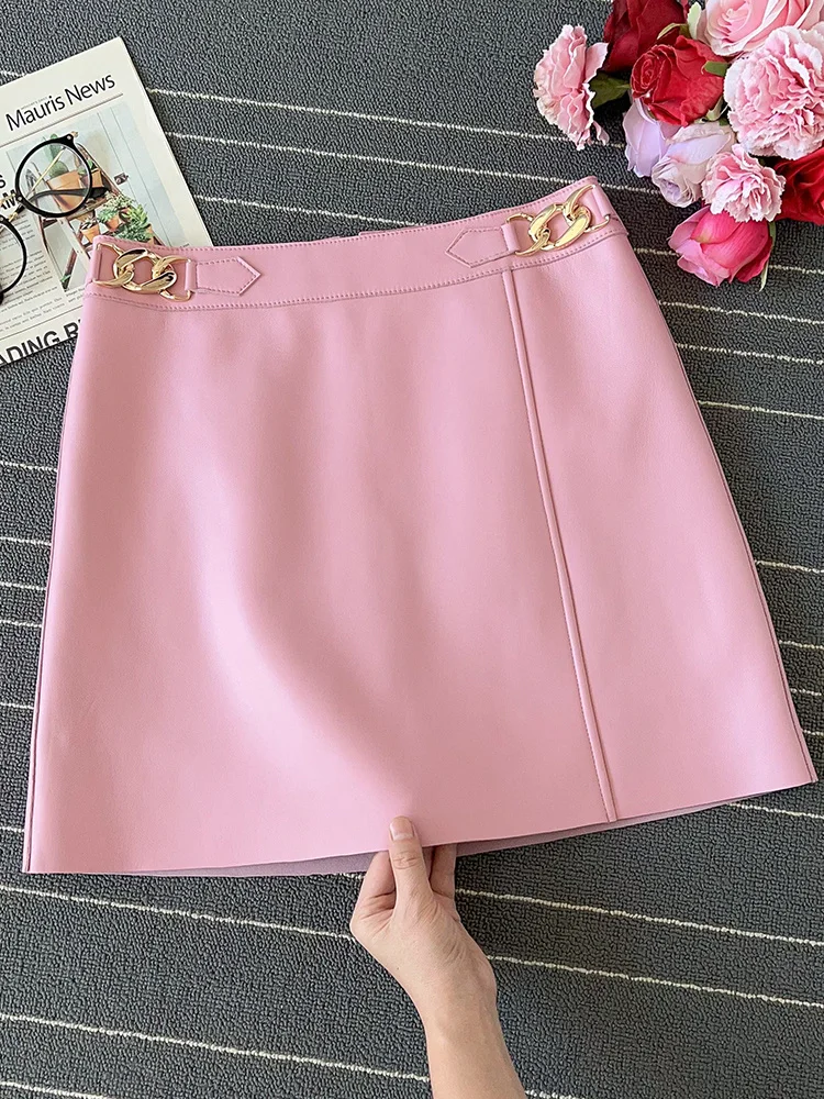 Genuine leather sheepskin high waisted A-line buttocks wrapped skirt for women's short skirt, fashionable and slim small leather
Genuine leather sheepskin high waisted A-line buttocks wrapped skirt for women's short skirt, fashionable and slim small leather