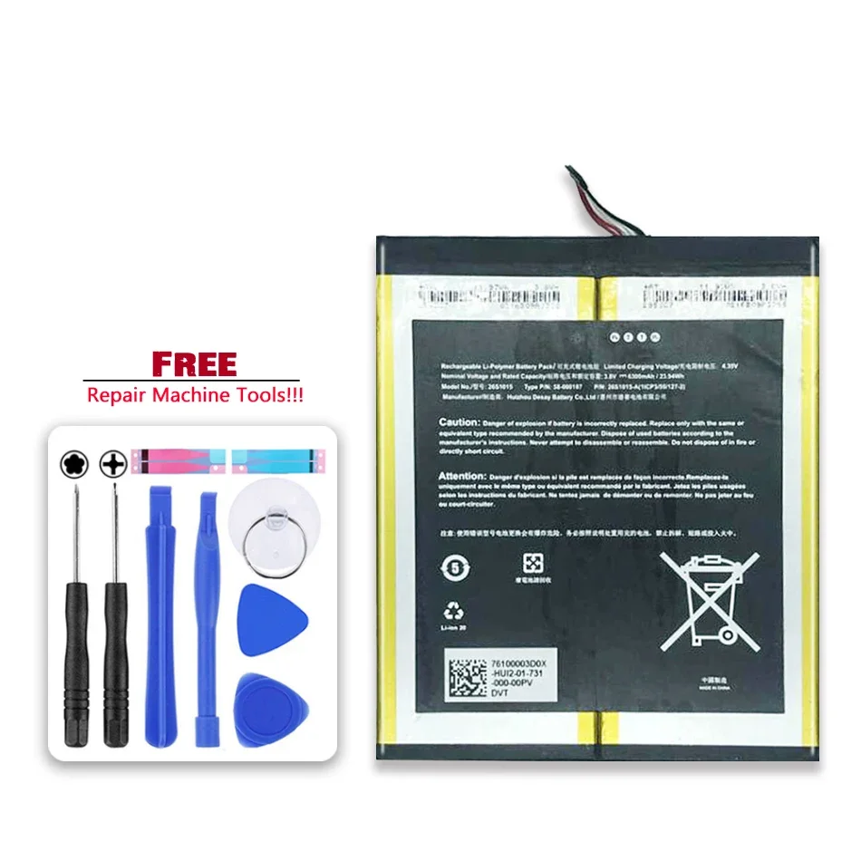 26S1015 6300mAh Tablet Battery For Amazon Kindle Fire HD 10.1,Kindle Fire HD 10.1 7th, SL056ZE
26S1015 6300mAh Tablet Battery For Amazon Kindle Fire HD 10.1,Kindle Fire HD 10.1 7th, SL056ZE
