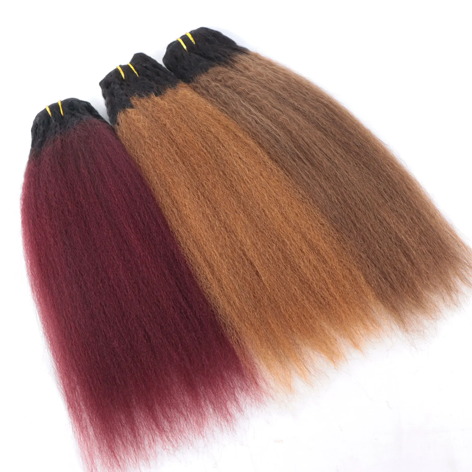 

7pcs Seamless Ombre Colored Clip In Hair Extension Thick Kinky Straight Yaki Peruvian Virgin Human Hair 100g