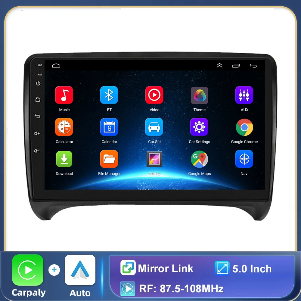 

2DIN Carplay For AUDI TT MK2 8J 2006 2007 - 2014 Android 13 Car Radio Multimedia Player GPS Navi BT Stereo RDS 4G DSP