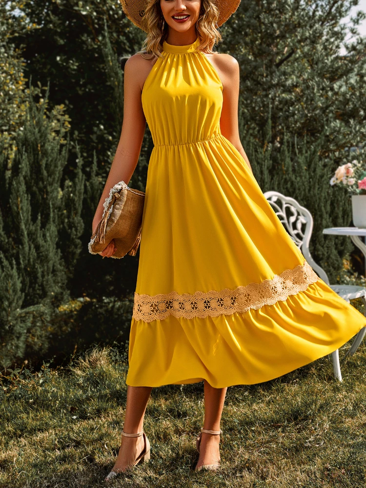 2023 New In Summer Dress Fashion Solid Color Sleeveless Neck Lace A-LINE Women's Clothing Elegant and Pretty Women's Dresses
2023 New In Summer Dress Fashion Solid Color Sleeveless Neck Lace A-LINE Women's Clothing Elegant and Pretty Women's Dresses