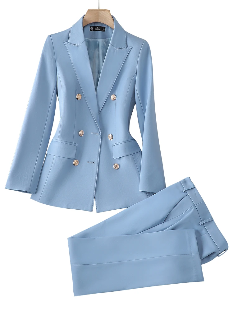 Two Pieces Suits Blazer and Pants Black Stylish Elegant Office Ladies Slim Solid Beige Ankle-Length Trousers Jacket Coat
Two Pieces Suits Blazer and Pants Black Stylish Elegant Office Ladies Slim Solid Beige Ankle-Length Trousers Jacket Coat