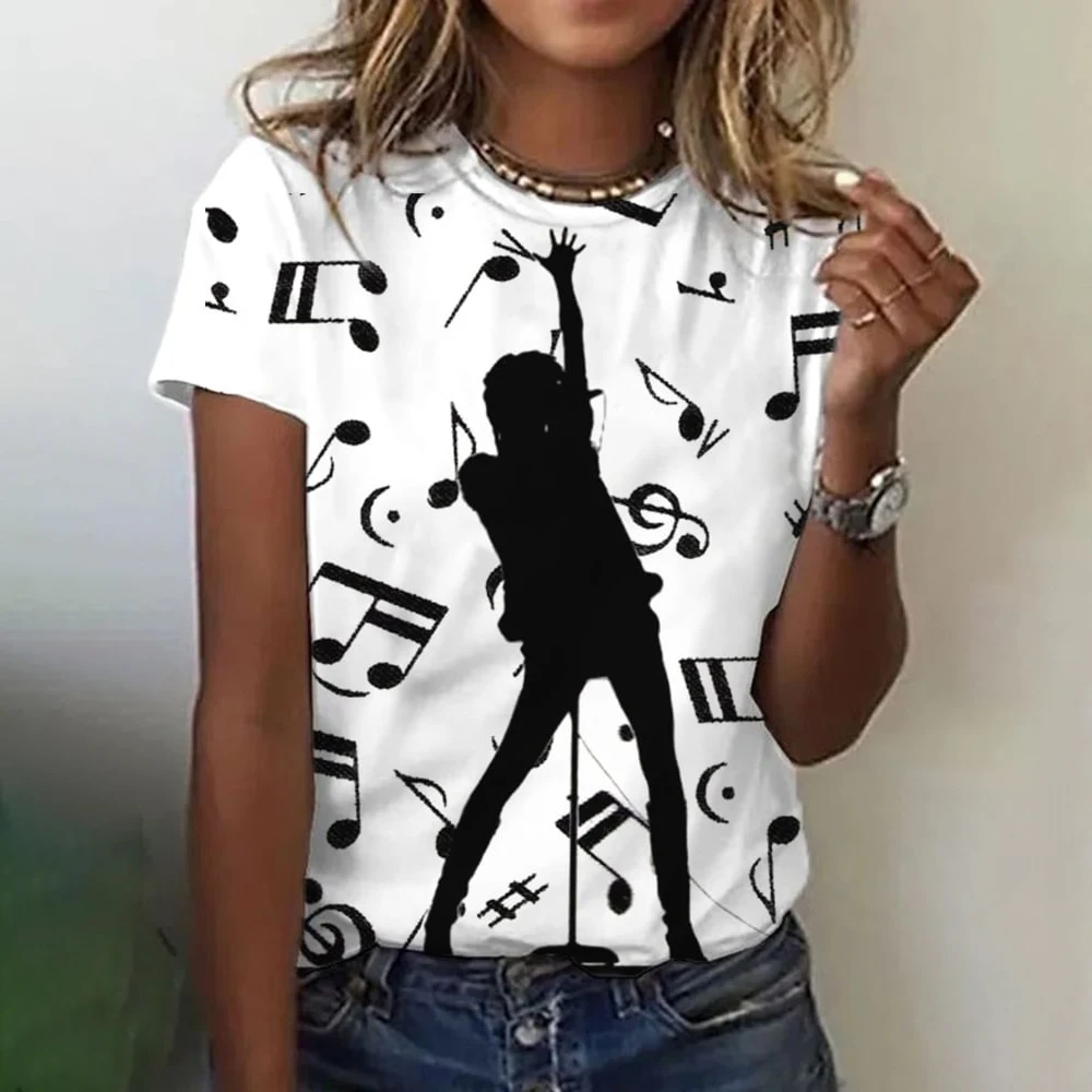 Fashion Music T Shirt Ladies Summer Round Neck Casual Loose Note Print Funny T Shirt Elegant White Black Short Sleeve Y2k Tops
Fashion Music T Shirt Ladies Summer Round Neck Casual Loose Note Print Funny T Shirt Elegant White Black Short Sleeve Y2k Tops