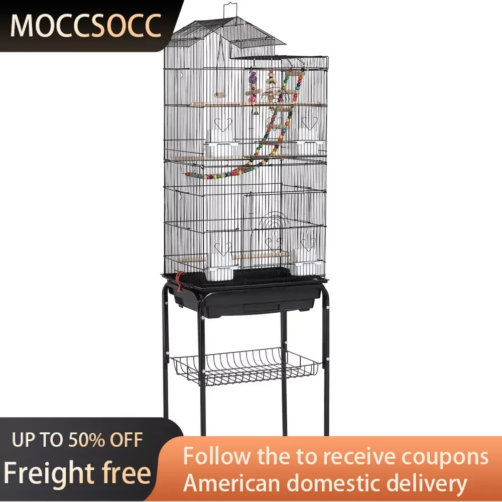 62.4" Metal Bird Parrot Cage With Detachable Stand Black Freight Free Large Cages for Birds Accessories Hideout Aves Backpack
62.4" Metal Bird Parrot Cage With Detachable Stand Black Freight Free Large Cages for Birds Accessories Hideout Aves Backpack