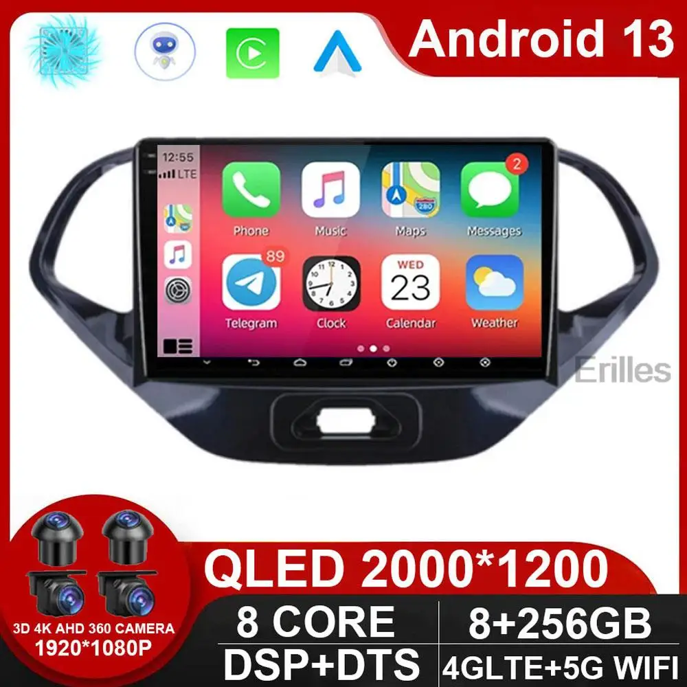 

Автомобильный мультимедийный плеер Android 13 для Ford Figo 2015 - 2018 HD экран Bluetooth USB Carplay MP5 FM стерео GPS DSP 2 Din