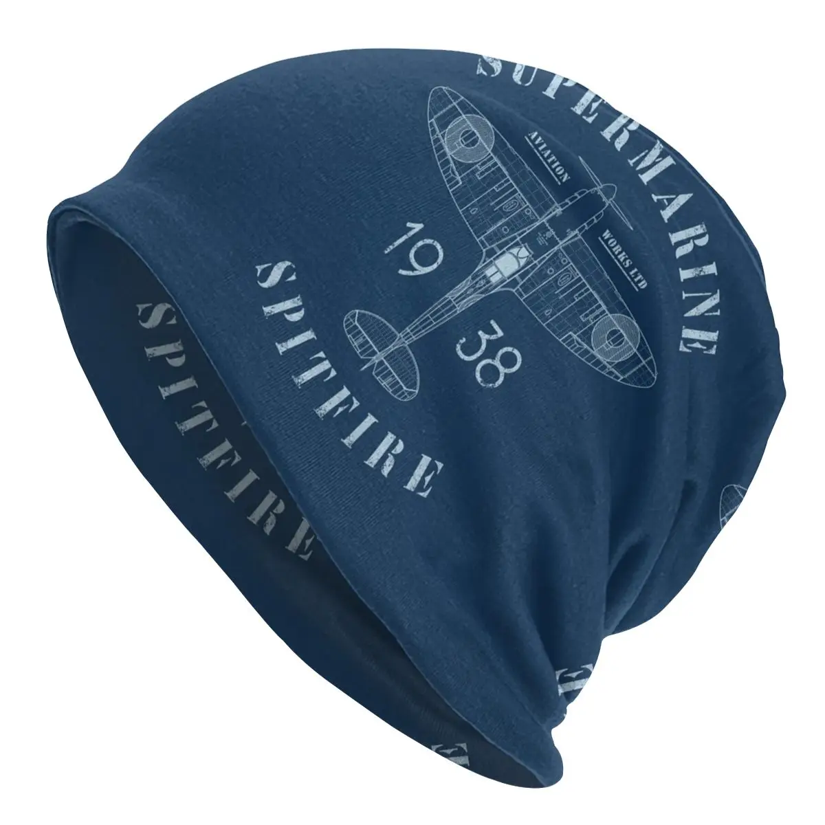 

Spitfire Blueprint Beanie Bonnet Knitted Hat Unisex Adult Fighter Pilot Aircraft Airplane Plane Winter Warm Skullies Beanies Cap