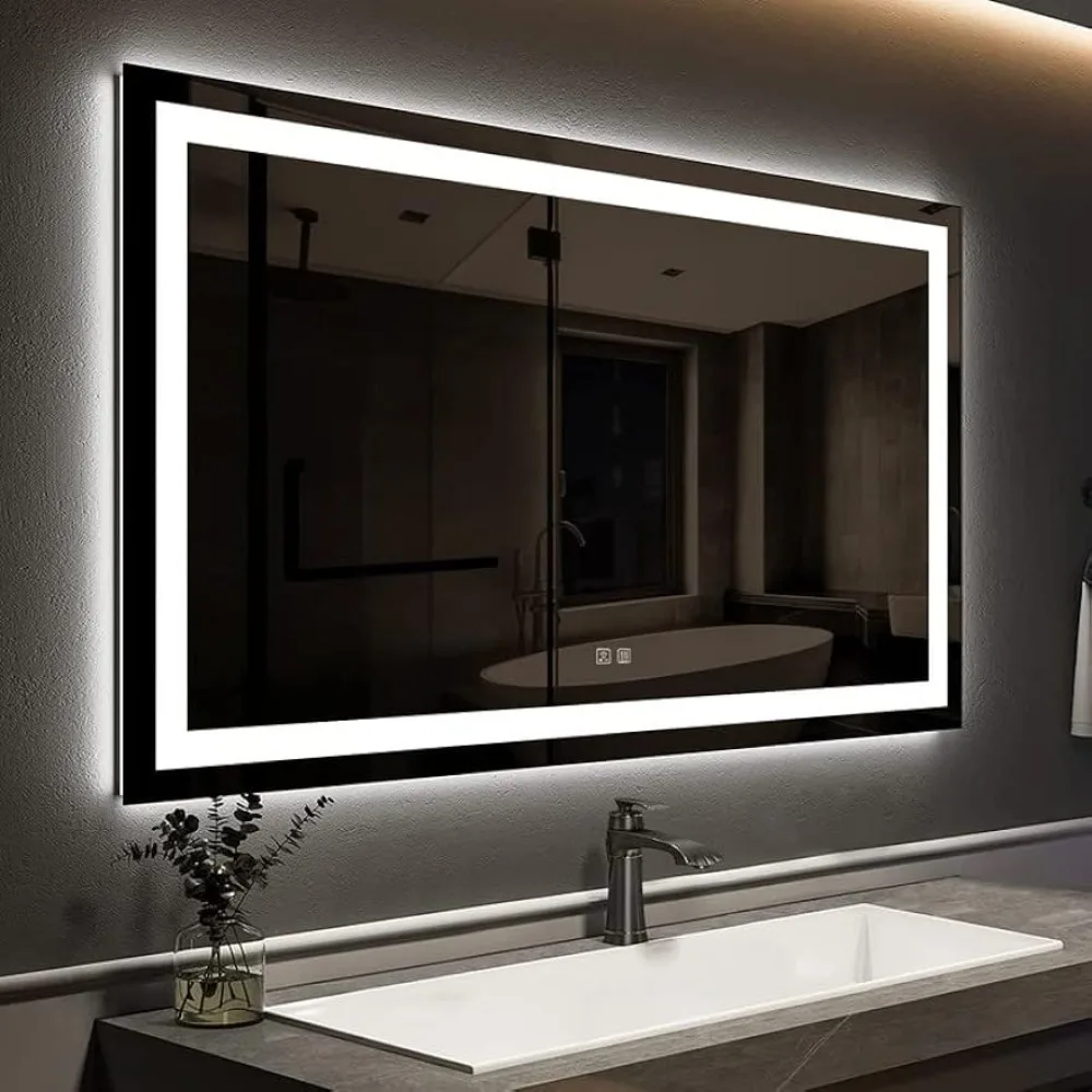 

36 X 28 Inches LED Bathroom Mirror With Front and Backlit Anti-Fog 3 Colors and Dimmable Light Freight Free Mirrors Fixture Home