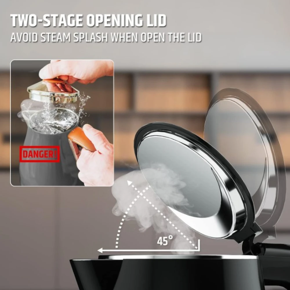 Bouilloire électrique avec contrôle de température, bouteille thermos, mise hors tension automatique, anti-dérapant, pot d'eau bouillante, appareils ménagers, 1,6 L, 220V 6