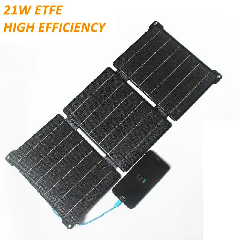 

Etfe Flexible Portable 21W Foldable Waterproof Monocrystalline Outdoor Camping Usb Fast Charger Mobile Phone Bag Solar Panels