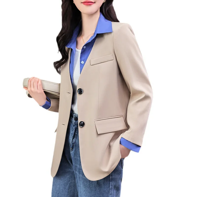 

Fashion Design Fake Two Pieces Comfortable Lady Blazer Korean Version Female Blazer 2024 New Spring Jacket Tops Casaco Feminino