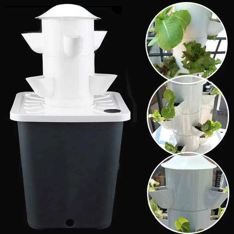 

DIY Vertical Hydroponic Planters Balcony Soilless Culture Tower Planter Hydroponic Growing System Vegetable Planting Equipment