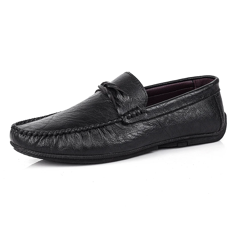 

Classic Black Shoes Men Handcrafted Leather Loafers For Men Flat Slip-on Moccasins For Men Driving Shoes Sapatenis Masculino
