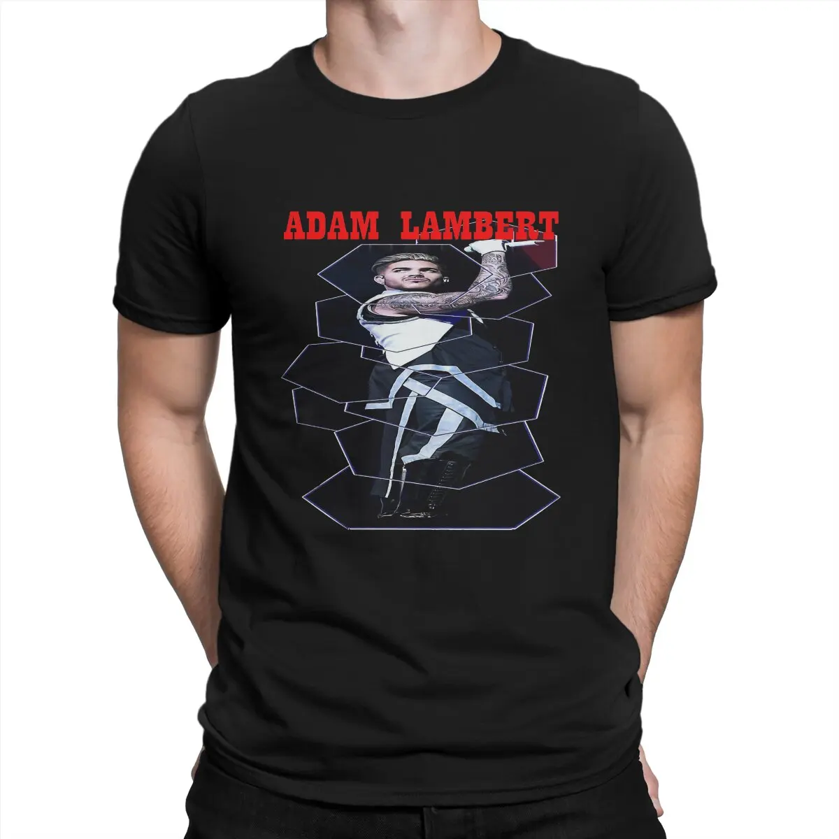 

Men American Pop Male Singer T Shirt Adam Lambert Pure Cotton Clothes Hipster Short Sleeve Round Neck Tee Shirt Classic T-Shirt