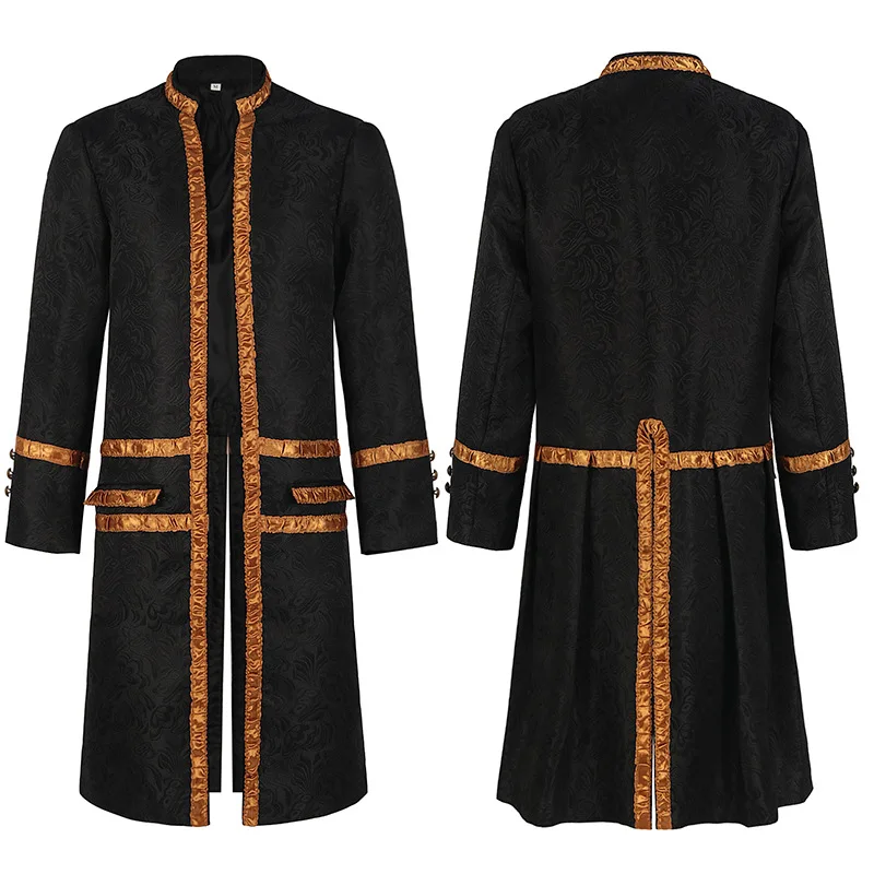 

Mens Medieval Steampunk Tailcoat Victorian Gothic Jackets Frock Coat Vintage Tuxedo Viking Renaissance Pirate Halloween Clothing