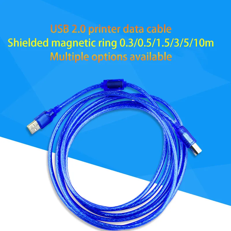 USB 2.0 For Printer Data Cable High-Speed Square Port Connection Cable With Shielded Magnetic Ring Connection Adapter Cable Blue
USB 2.0 For Printer Data Cable High-Speed Square Port Connection Cable With Shielded Magnetic Ring Connection Adapter Cable Blue