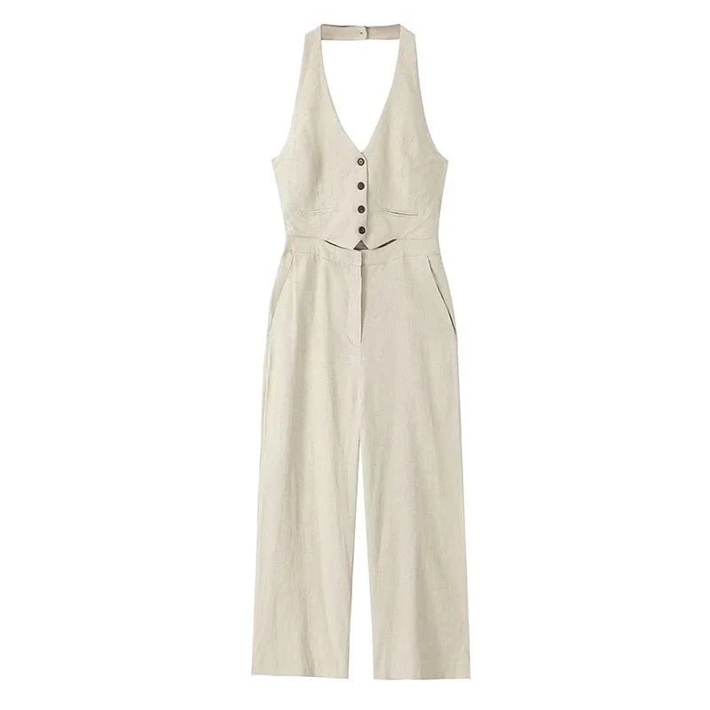 Autumn And Winter Women's 2023 New Casual Fashion Trend Single-Breasted Cotton Waistcoat Jumpsuit Slim Sexy Elegant Trousers
Autumn And Winter Women's 2023 New Casual Fashion Trend Single-Breasted Cotton Waistcoat Jumpsuit Slim Sexy Elegant Trousers