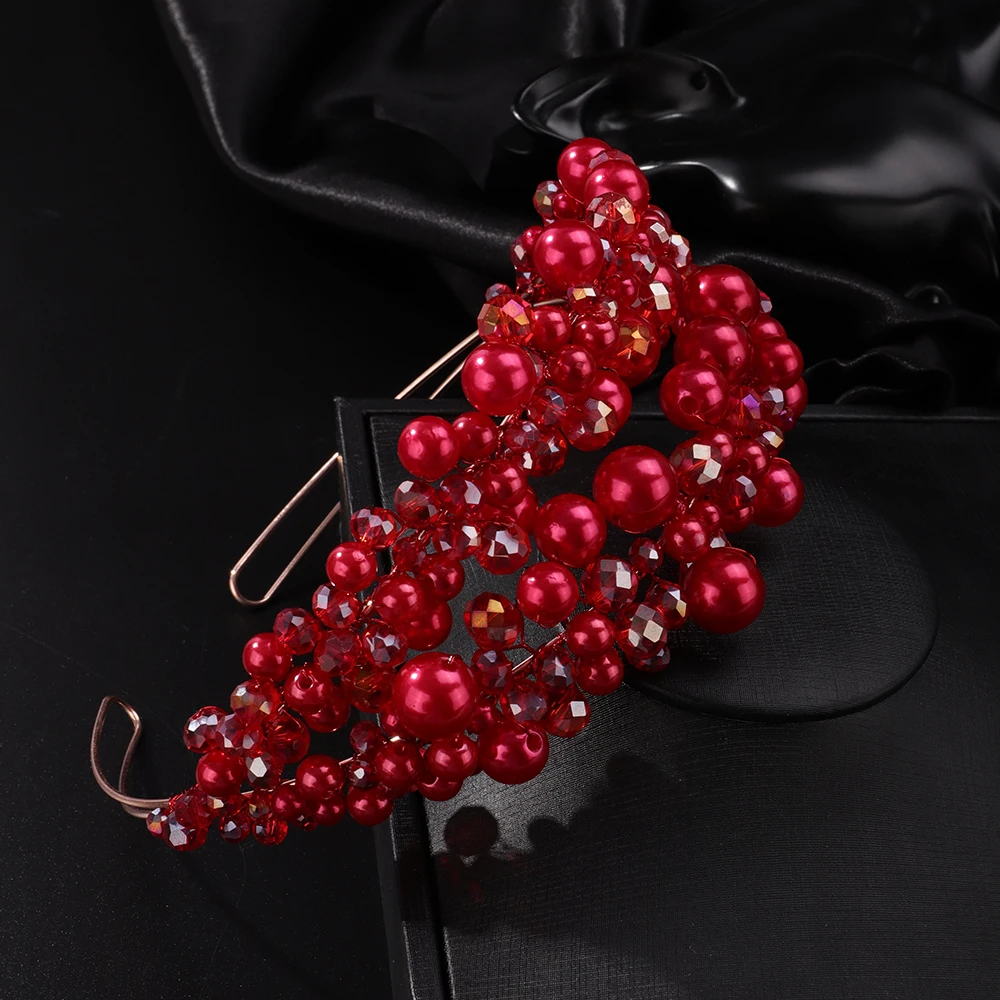 Luxury Elegant Pearl Crystal Crown Headpieces Bridal Headband Wedding Hair Jewelry Accessories Handmade Party Headdress Tiaras 20 Sfd8c52b3bfdf40de9443b5b0386ec61eV