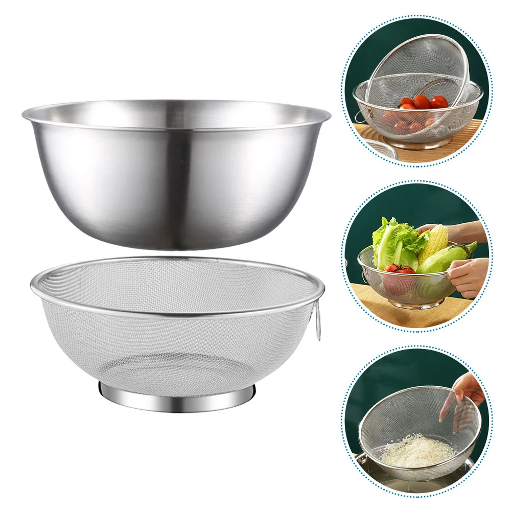 Stainless Steel Colander Mixing Bowl Kitchen Strainer Basket Rice Washer Fruit Vegetable Drainer
Stainless Steel Colander Mixing Bowl Kitchen Strainer Basket Rice Washer Fruit Vegetable Drainer