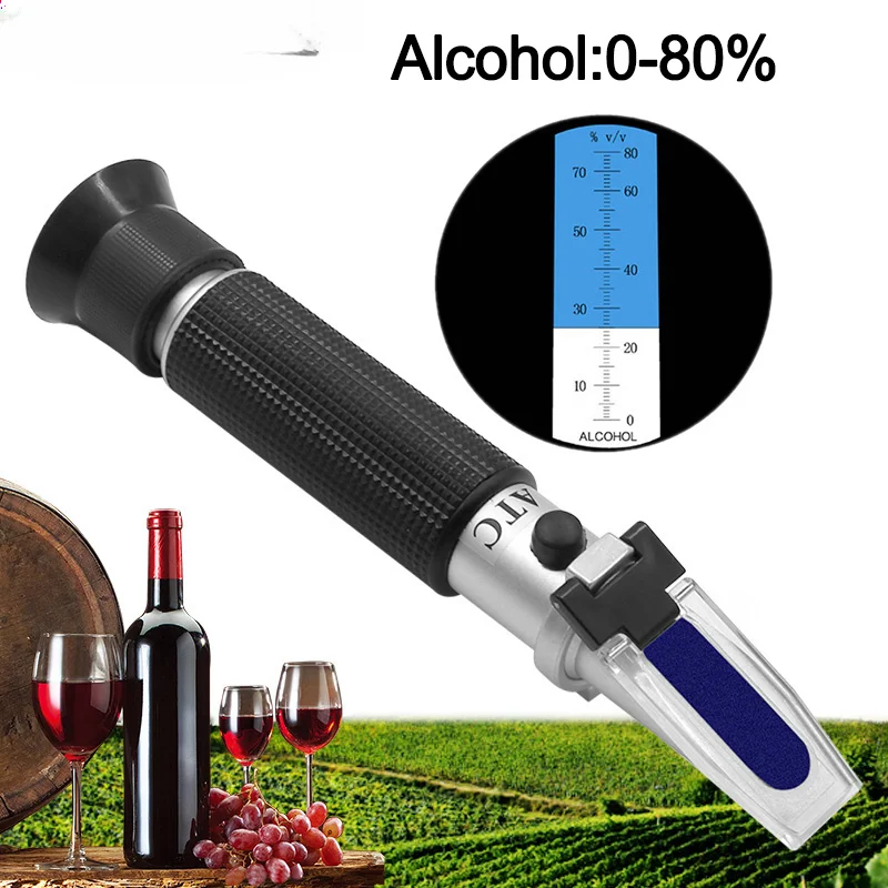 ATC 0-80% Alcohol Refractometer Portable Alcohol Tester Adjustable Manual Focus Aluminum
ATC 0-80% Alcohol Refractometer Portable Alcohol Tester Adjustable Manual Focus Aluminum