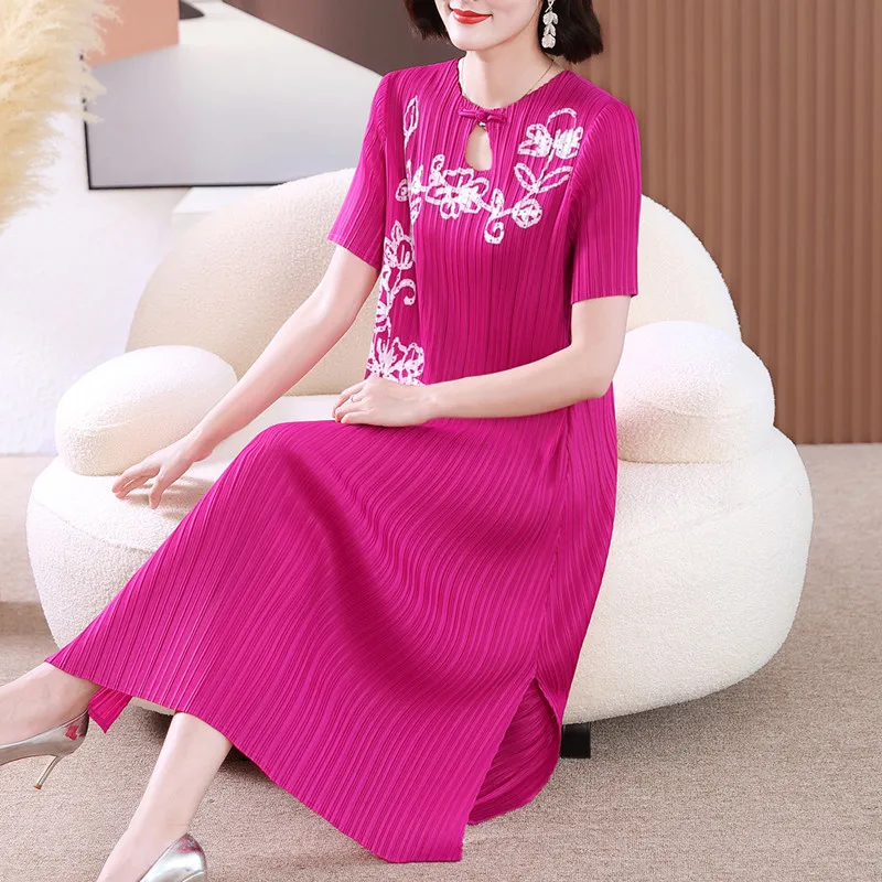 Summer Dress Vintage For Women 45-75kg Round Neck Short Sleeve Stretch Loose Miyake Pleated Mid Calf Length
Summer Dress Vintage For Women 45-75kg Round Neck Short Sleeve Stretch Loose Miyake Pleated Mid Calf Length
