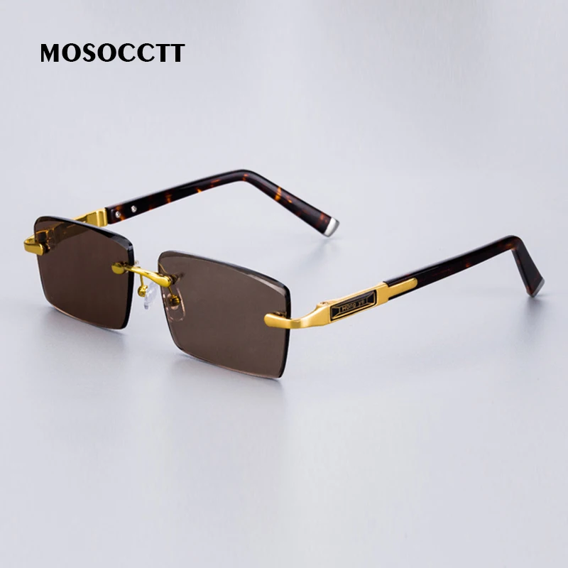 

Natural Mineral Stone Sun Glasses Man Crystal Rimless Glass Rectangle Sunglasses Women Vintage Metal Acetate Frame Anti Scratch