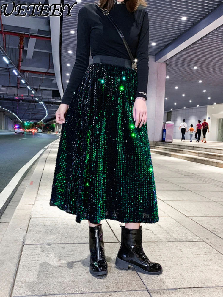 High-Grade Sequin Long Skirt Women's Autumn Winter 2023 New Heavy Industry Maxi Skirt Shiny A- Line Big Hem Fashion Skirt
High-Grade Sequin Long Skirt Women's Autumn Winter 2023 New Heavy Industry Maxi Skirt Shiny A- Line Big Hem Fashion Skirt