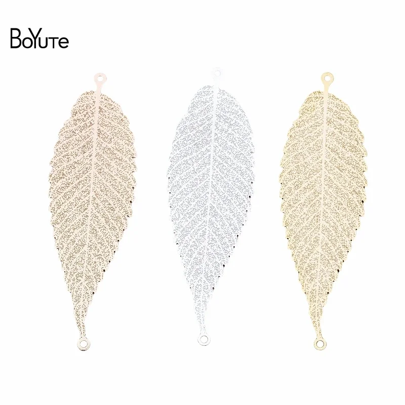 

BoYuTe (20 Pieces/Lot) 57*18MM Metal Brass Leaf Sheet Pendant Jewelry Making Materials Diy Accessories