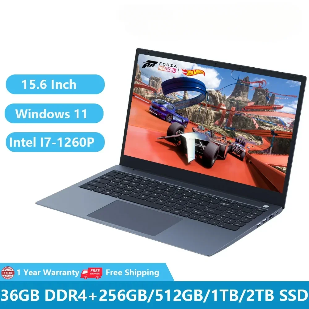 

Gaming Laptops Computer PC Ultrabook Windows 11 Notebooks 12th Gen Intel 12 Cores I7-1260P 36GB RAM +2TB Metal RJ45 WiFi Type-C