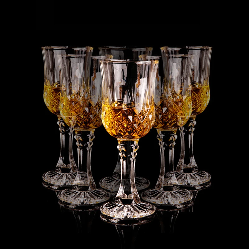 

2PCS European Luxury Retro Carved Crystal Glass Goblets Wine Cup Champagne Flutes Cocktail Drinking Bar Restaurant Home Tools