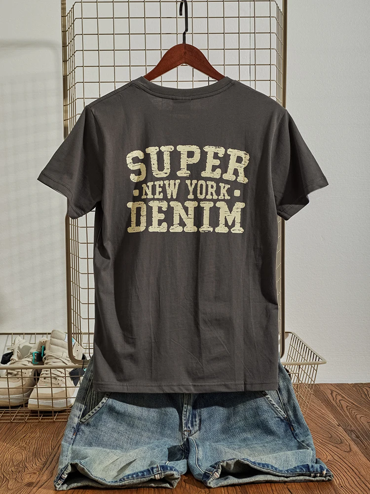 Summer New American Retro Short-sleeved O-neck Letter Print T-shirt Men's Fashion Simple 100%Cotton Washed Casual Sport Tops
Summer New American Retro Short-sleeved O-neck Letter Print T-shirt Men's Fashion Simple 100%Cotton Washed Casual Sport Tops