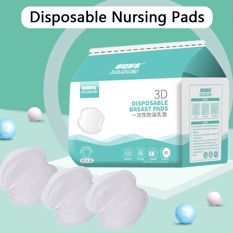 

60Pcs 3D Disposable Nursing Pads Absorbent Leakproof Breast Pads Baby Breastfeeding Breathable Soft Nipple Pad Pregnant Women
