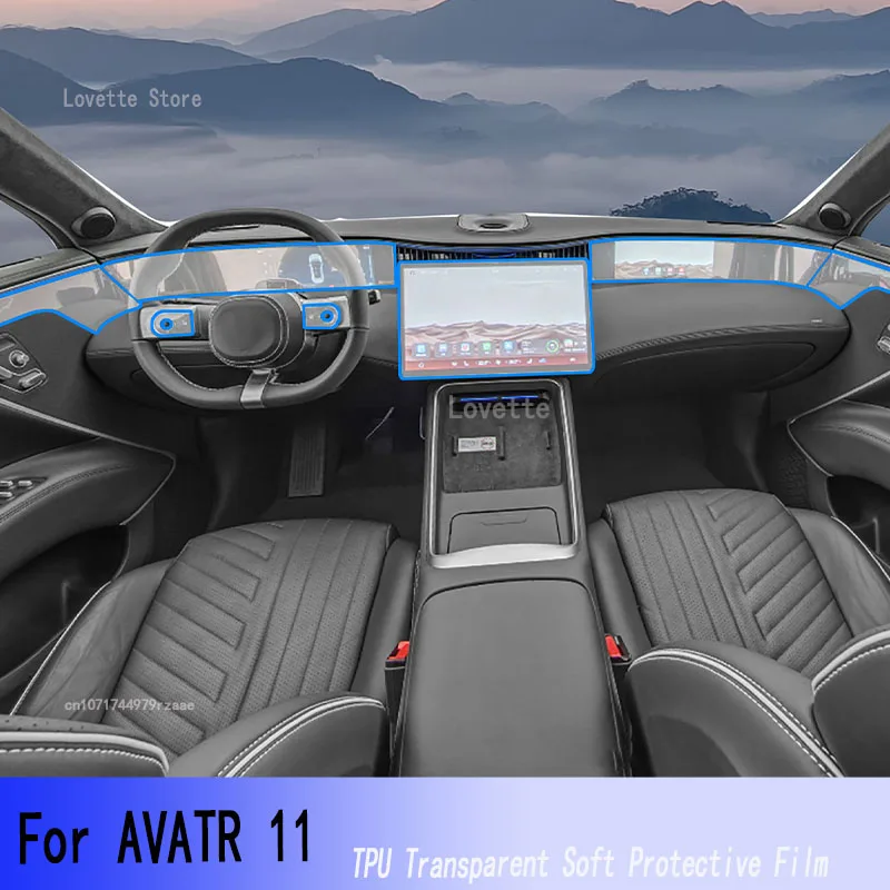 

For AVATR 11 2023-2024 TPU Car Interior Gear Dashboard Protective Film Transparent Anti-scratch Accessories