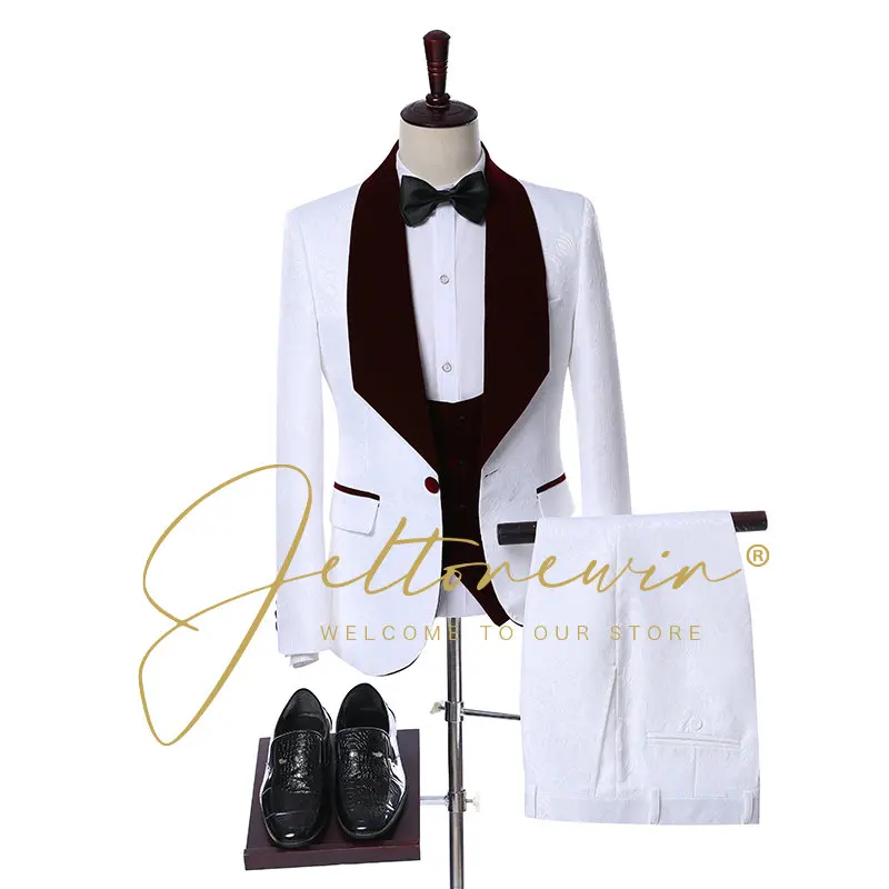 White Jacquard Mens Dress Blazers One Button Slim Thin Blazer Suit Wedding Costume Homme Casual 3 Piece Men Clothing Terno
White Jacquard Mens Dress Blazers One Button Slim Thin Blazer Suit Wedding Costume Homme Casual 3 Piece Men Clothing Terno