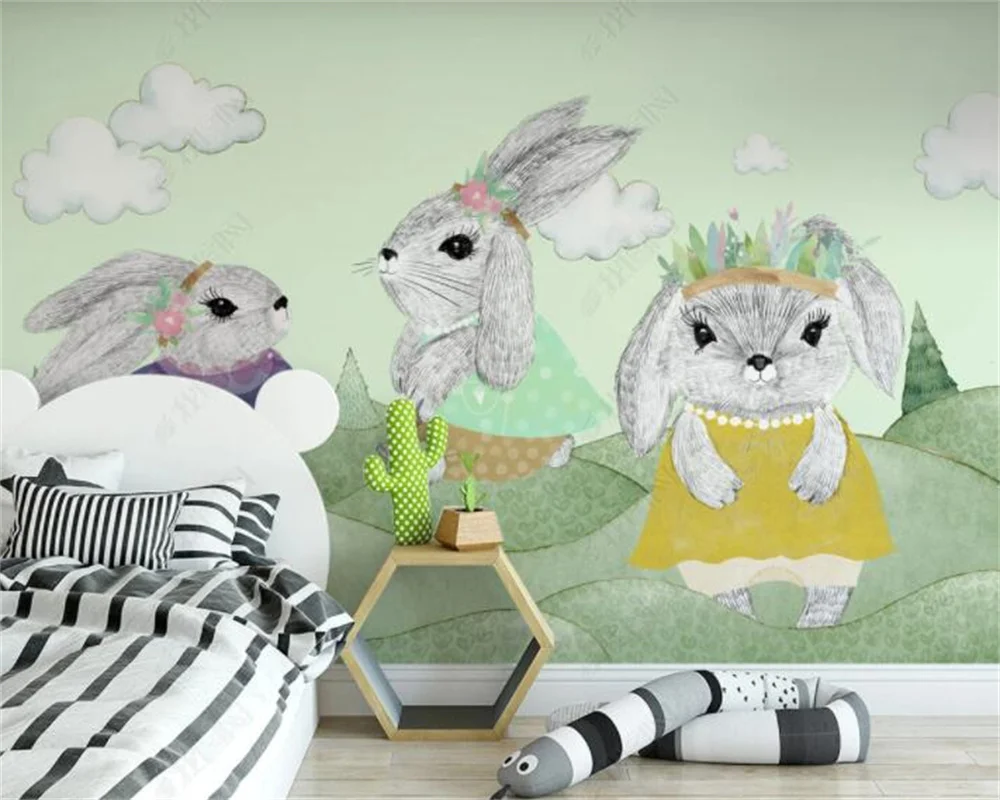

Milofi Personnalisé grand nordique moderne minimaliste peint à la main mignon lapin enfants chambre