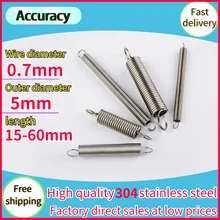 304 Stainless Steel Tension spring 0.7*5mm Wire diameter S Hook Round hook Coil Pullback Extension Tension metal Spring wire 
304 Stainless Steel Tension spring 0.7*5mm Wire diameter S Hook Round hook Coil Pullback Extension Tension metal Spring wire