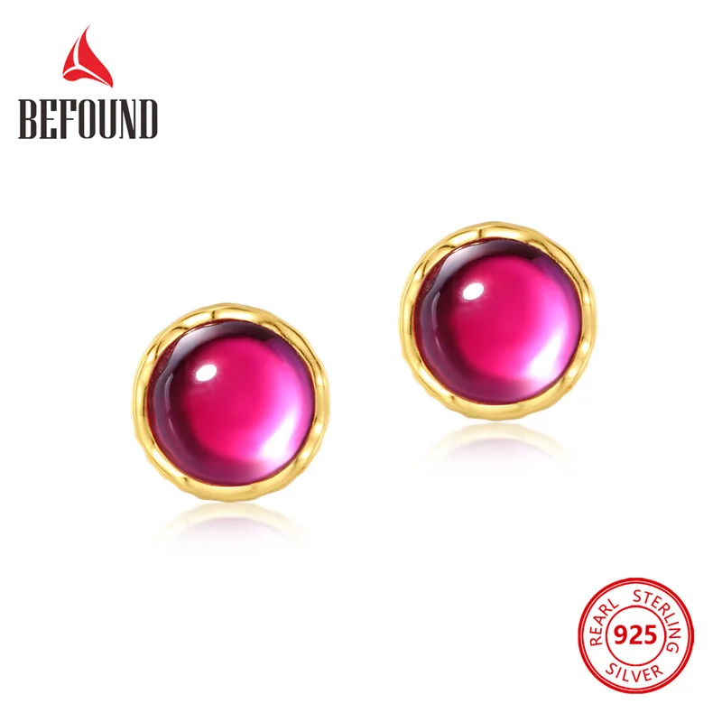 Succinct 925 Sterling Silver Stud Earrings 10K Gold Plated Round Red Corundum Gemstone Earrings for Women Fine Jewelry 2023 New
Succinct 925 Sterling Silver Stud Earrings 10K Gold Plated Round Red Corundum Gemstone Earrings for Women Fine Jewelry 2023 New