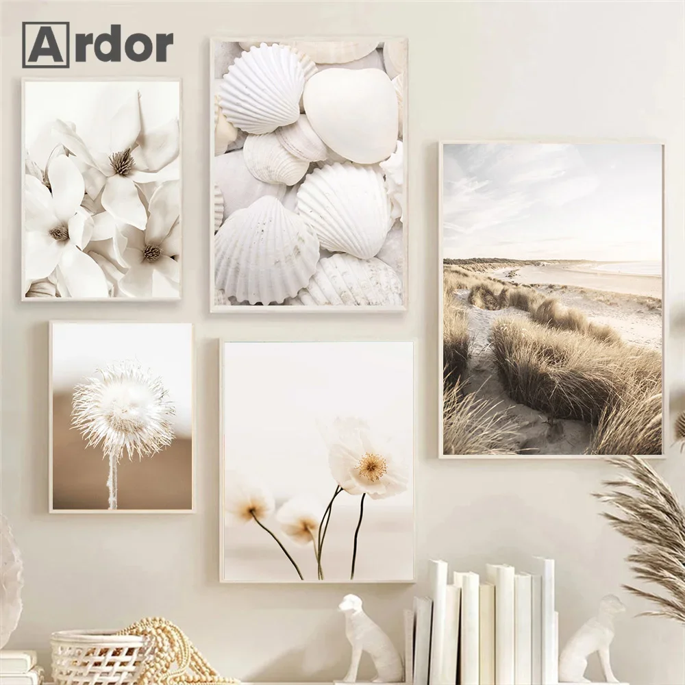 

Flower Dandelion Plant Hay Winter Landscape Shell Canvas Painting Nordic Posters and Prints Wall Art Pictures Living Room Decor