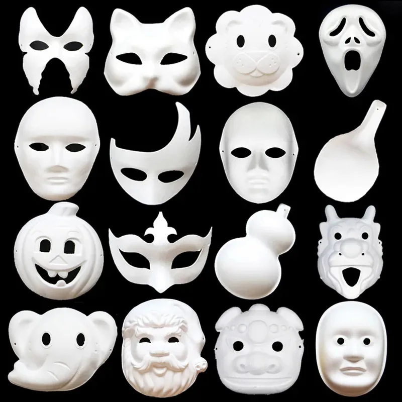 

White Paper Masks Half Face Masquerade Masks DIY Party Mask Mardi Gras Mask Blank Plain Masks for Funny Party Halloween Mask