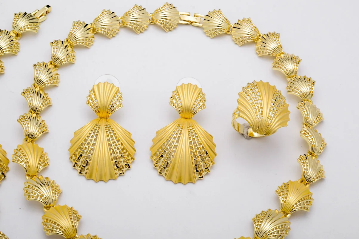 Sunny Jewelry Set Costume Shell Earrings Necklace Bracelet Ring Simple Design Gold Plated For Women Bridal Wedding Party 4 Mallzona Sfd9acec815fd45f3874baa6569643639K Sunny Jewelry Set Costume Shell Earrings Necklace Bracelet Ring Simple Design Gold Plated For Women Bridal Wedding Party Mallzona