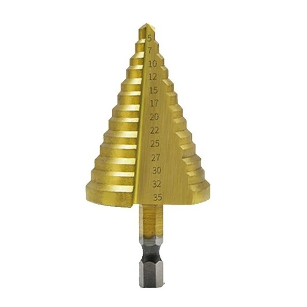 Spiral Grooved Drill Step Drill Tool Hex Handle 35x72mm Total Size 5-35MM HSS Nitrogen Treatment Titanium Core
Spiral Grooved Drill Step Drill Tool Hex Handle 35x72mm Total Size 5-35MM HSS Nitrogen Treatment Titanium Core