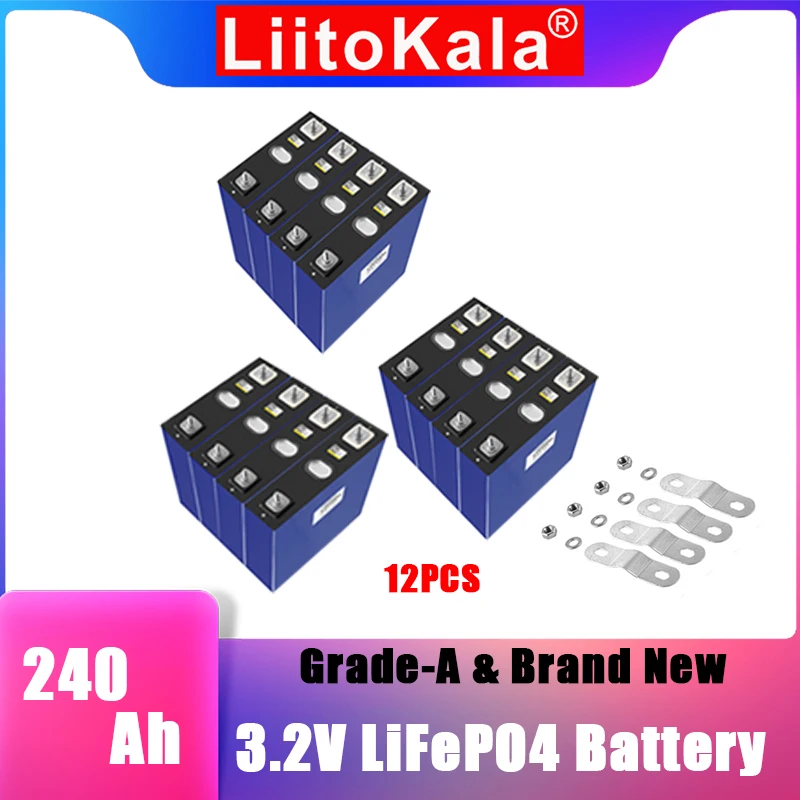 12PCS Liitokala LiFePO4 battery, 12V golf cart camper, cross-country solar wind yacht, 3.2V 240Ah, Grade A, high quality.
12PCS Liitokala LiFePO4 battery, 12V golf cart camper, cross-country solar wind yacht, 3.2V 240Ah, Grade A, high quality.