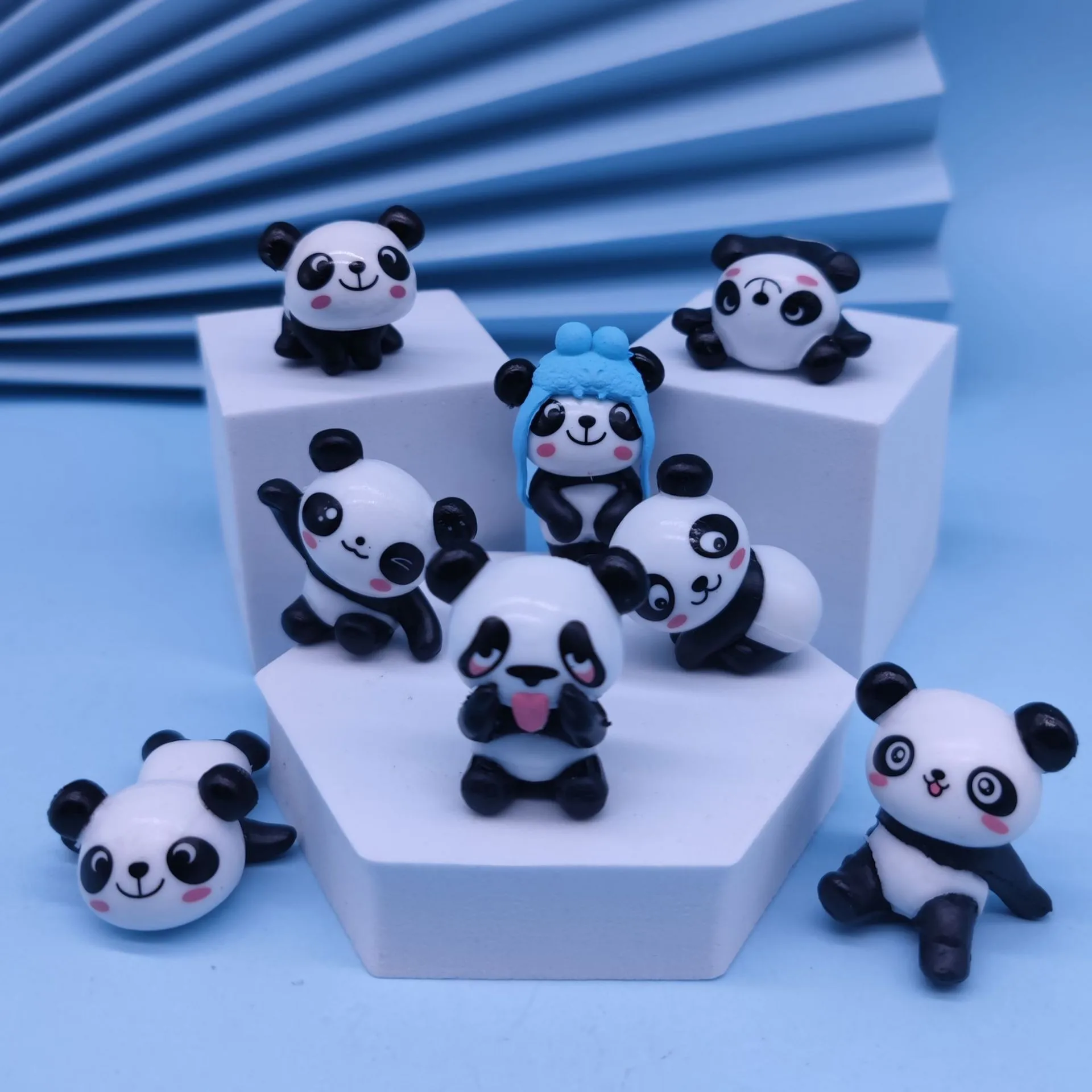 

8pcs/set Miniature Ornaments Panda Pendant Figurines Craft Resin Dolls For Fairy Garden Figurines Miniature Home Decoration