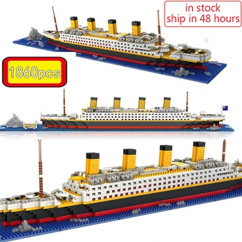 RMS 타이타닉 대형 크루즈 선박/보트 3D 마이크로 블록 브릭 컬렉션, 1860 피스, DIY 완구, 어린이 크리스마스 선물