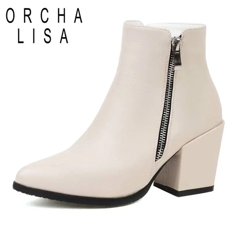 ORCHALISA New Women Ankle Boots 10cm Pointed Toe Chunky Heels 7cm Zipper Plus Size 35-43 Solid Concise Ladies Shoes Winter N0057
ORCHALISA New Women Ankle Boots 10cm Pointed Toe Chunky Heels 7cm Zipper Plus Size 35-43 Solid Concise Ladies Shoes Winter N0057