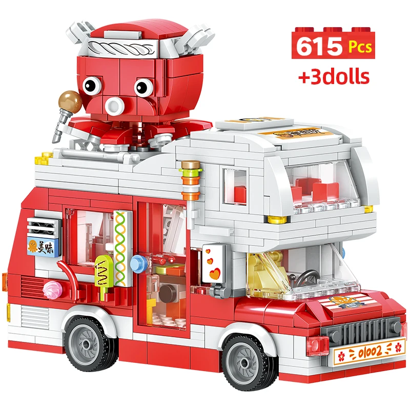 615pcs Mini City Japanese Food Takoyaki Hot Dog Camping Car Building Blocks CateringCar Figures Bricks Toys For Children Gifts
615pcs Mini City Japanese Food Takoyaki Hot Dog Camping Car Building Blocks CateringCar Figures Bricks Toys For Children Gifts
