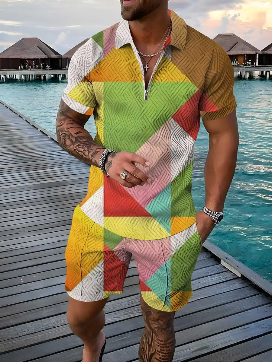 New Men's Zipper POLO Shirt Set 3D Digital Printing Fashion Slim Fashion Men's Short-Sleeved Shorts Two-Piece Set S-5XL
New Men's Zipper POLO Shirt Set 3D Digital Printing Fashion Slim Fashion Men's Short-Sleeved Shorts Two-Piece Set S-5XL