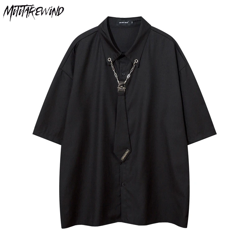 College Style Zipper Tie Decoration Shirt High Street Niche Design Shirts Men Casual Loose Summer Solid Half-sleeve Tops Tees
College Style Zipper Tie Decoration Shirt High Street Niche Design Shirts Men Casual Loose Summer Solid Half-sleeve Tops Tees