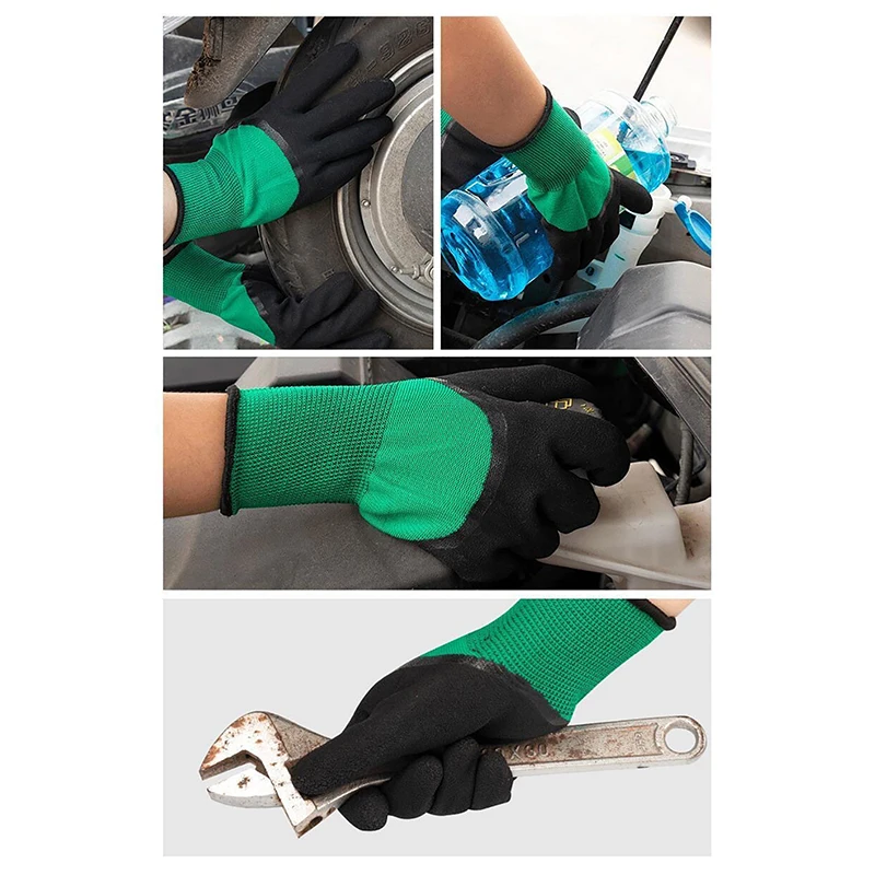 

1 Pair Super Grip Working Gloves Rubber Coated Anti-Slip Waterproof Wear-Resistant Garden Gloves For Garden Repairing Builder